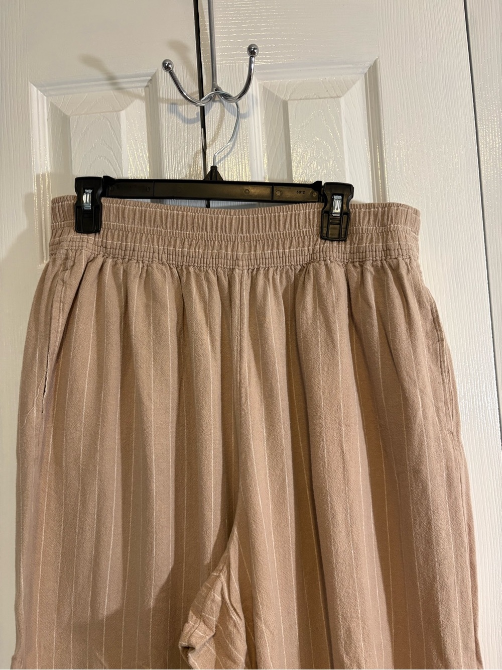 Ava & Viv Tan Pinstripe Elastic-Waist Pull on Pants - Picture 2 of 4